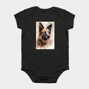 Loyal Companion: Alsatian Watercolor Painting Baby Bodysuit